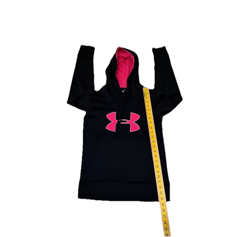 UNDER ARMOUR WOMEN’S HOODIE SWEATSHIRT BLACK WITH PINK LOGO SIZE SMALL SM/P - Picture 4 of 6